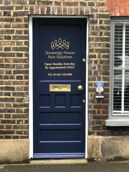 Entrance to Sovereign House Pain Solutions clinic
